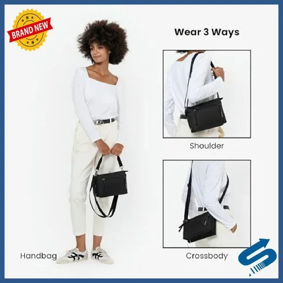 Small Anti-Theft Crossbody Bag, Lightweight, RFID Protected, 9.5x7.5x3.5